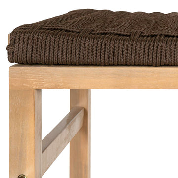 Armand 30" Modern Coastal Backless Acacia Wood Outdoor Bar Stool with Woven Rope Seat